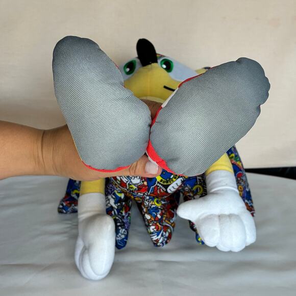 Sonic the Hedgehog Stuffed Plush Sticker Bomb Print Large Sega 18” 2019 - Picture 3 of 9